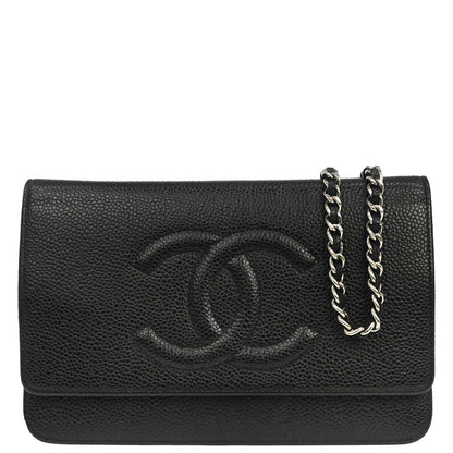 Chanel 2012-2013 Black Caviar Skin Timeless WOC Wallet on Chain Shoulder Bag