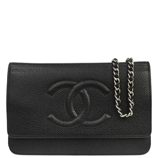 Chanel 2012-2013 Black Caviar Skin Timeless WOC Wallet on Chain Shoulder Bag