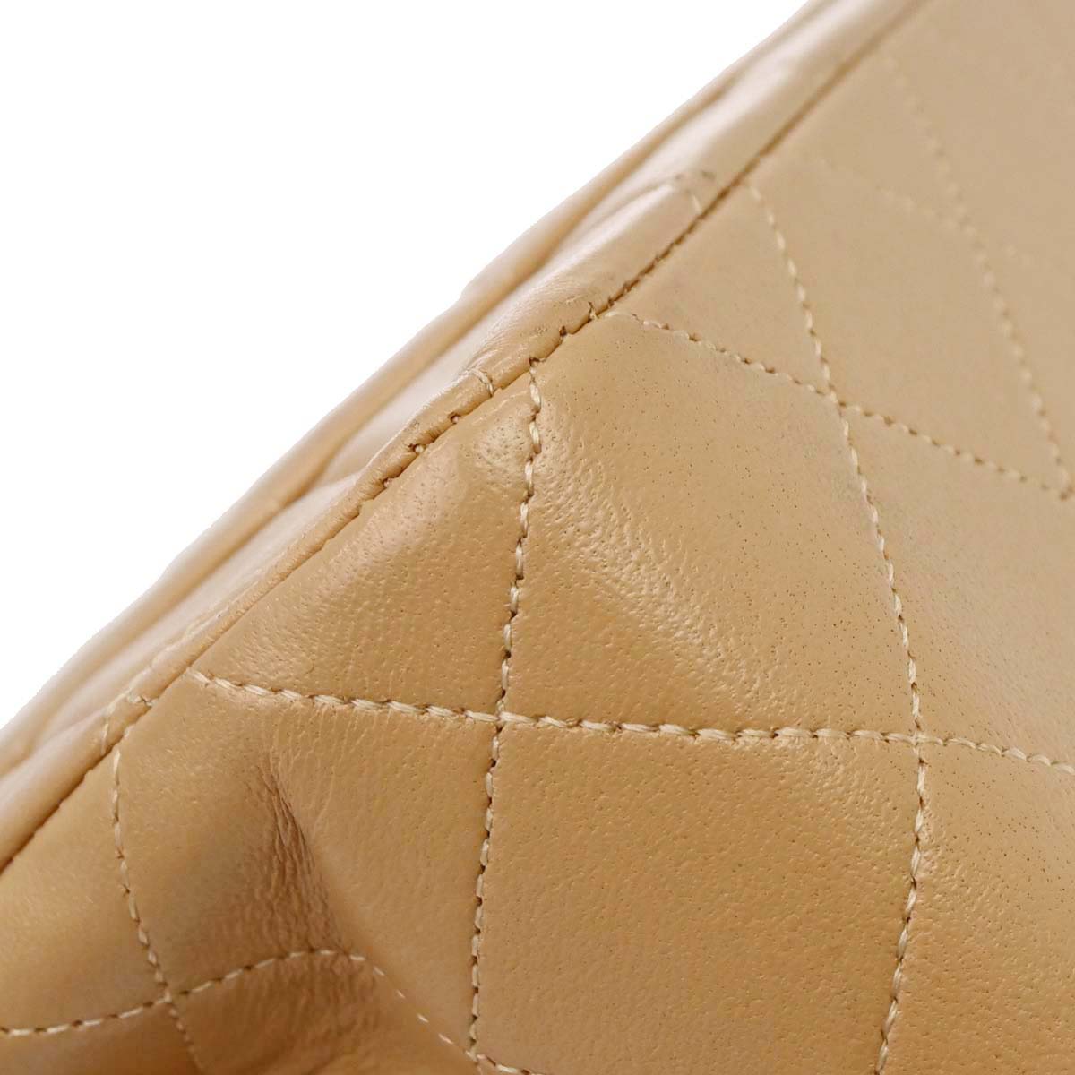 Chanel 1989-1991 Beige Lambskin Small Classic Double Flap Shoulder Bag