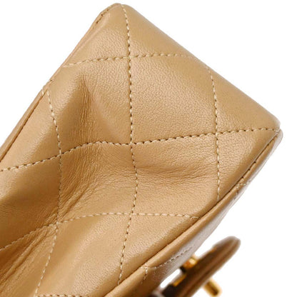 Chanel 1989-1991 Beige Lambskin Small Classic Double Flap Shoulder Bag