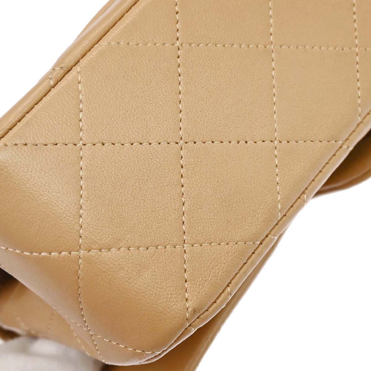 Chanel 1989-1991 Beige Lambskin Small Classic Double Flap Shoulder Bag
