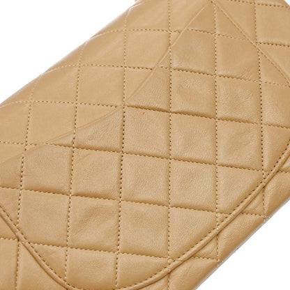 Chanel 1989-1991 Beige Lambskin Small Classic Double Flap Shoulder Bag