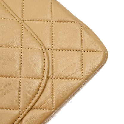 Chanel 1989-1991 Beige Lambskin Small Classic Double Flap Shoulder Bag