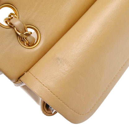 Chanel 1989-1991 Beige Lambskin Small Classic Double Flap Shoulder Bag