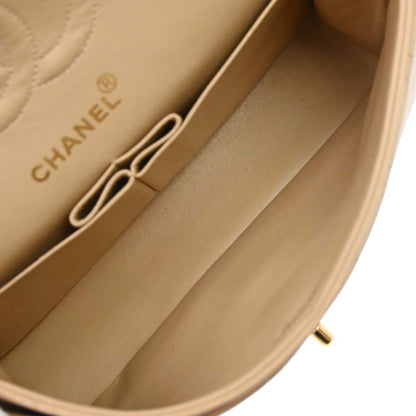 Chanel 1989-1991 Beige Lambskin Small Classic Double Flap Shoulder Bag
