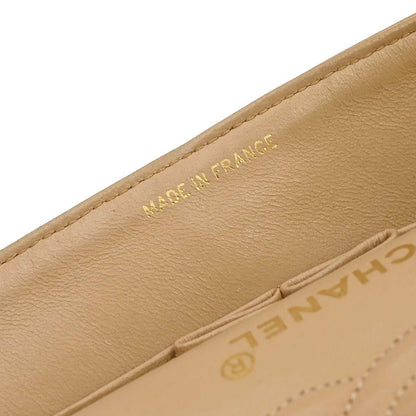 Chanel 1989-1991 Beige Lambskin Small Classic Double Flap Shoulder Bag