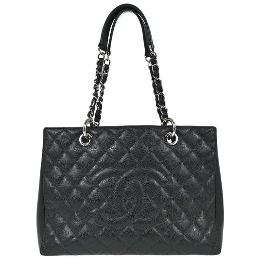 Chanel 2013-2014 Gray Caviar Skin Grand Shopping Tote GST Chain Handbag