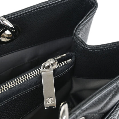 Chanel 2013-2014 Gray Caviar Skin Grand Shopping Tote GST Chain Handbag