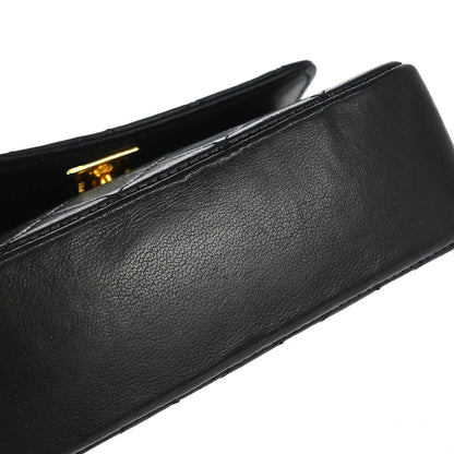 Chanel 1989-1991 Black Lambskin Straight Flap Shoulder Bag