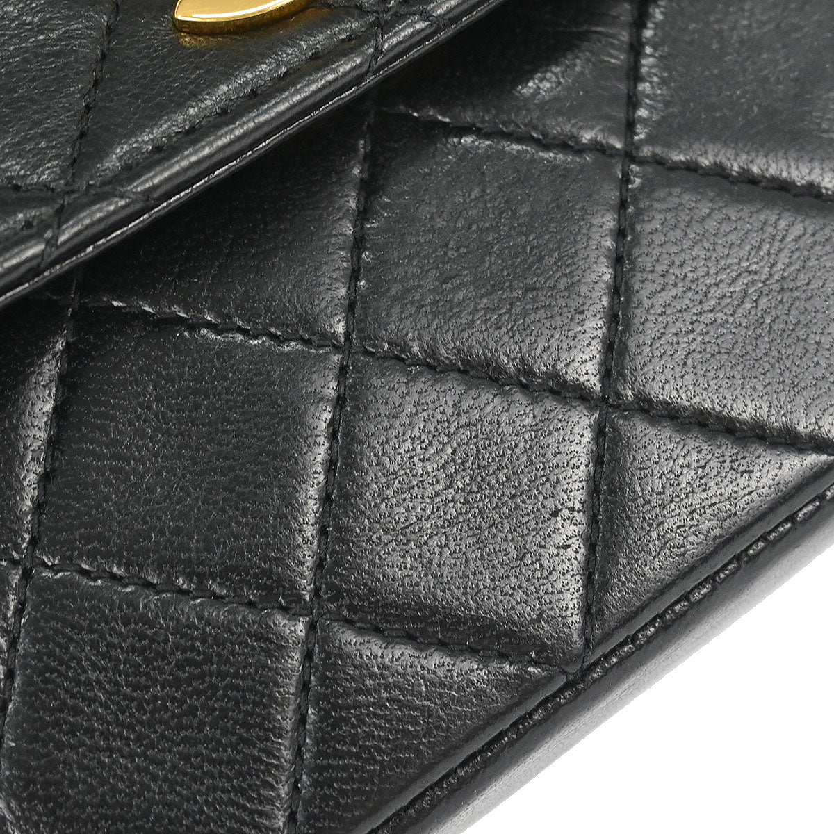 Chanel 1989-1991 Black Lambskin Straight Flap Shoulder Bag