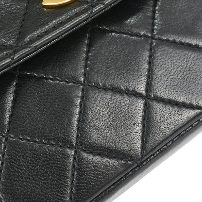 Chanel 1989-1991 Black Lambskin Straight Flap Shoulder Bag