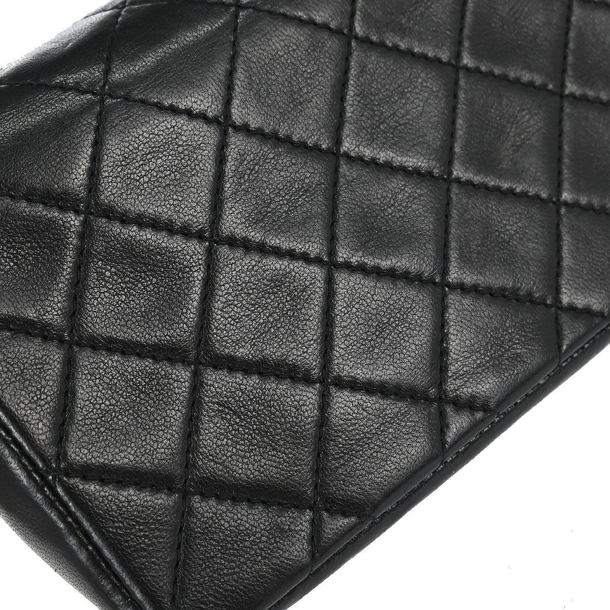 Chanel 1989-1991 Black Lambskin Straight Flap Shoulder Bag