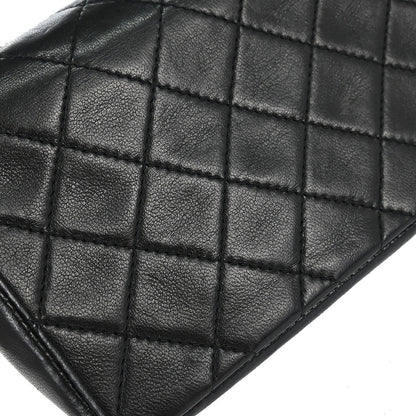 Chanel 1989-1991 Black Lambskin Straight Flap Shoulder Bag
