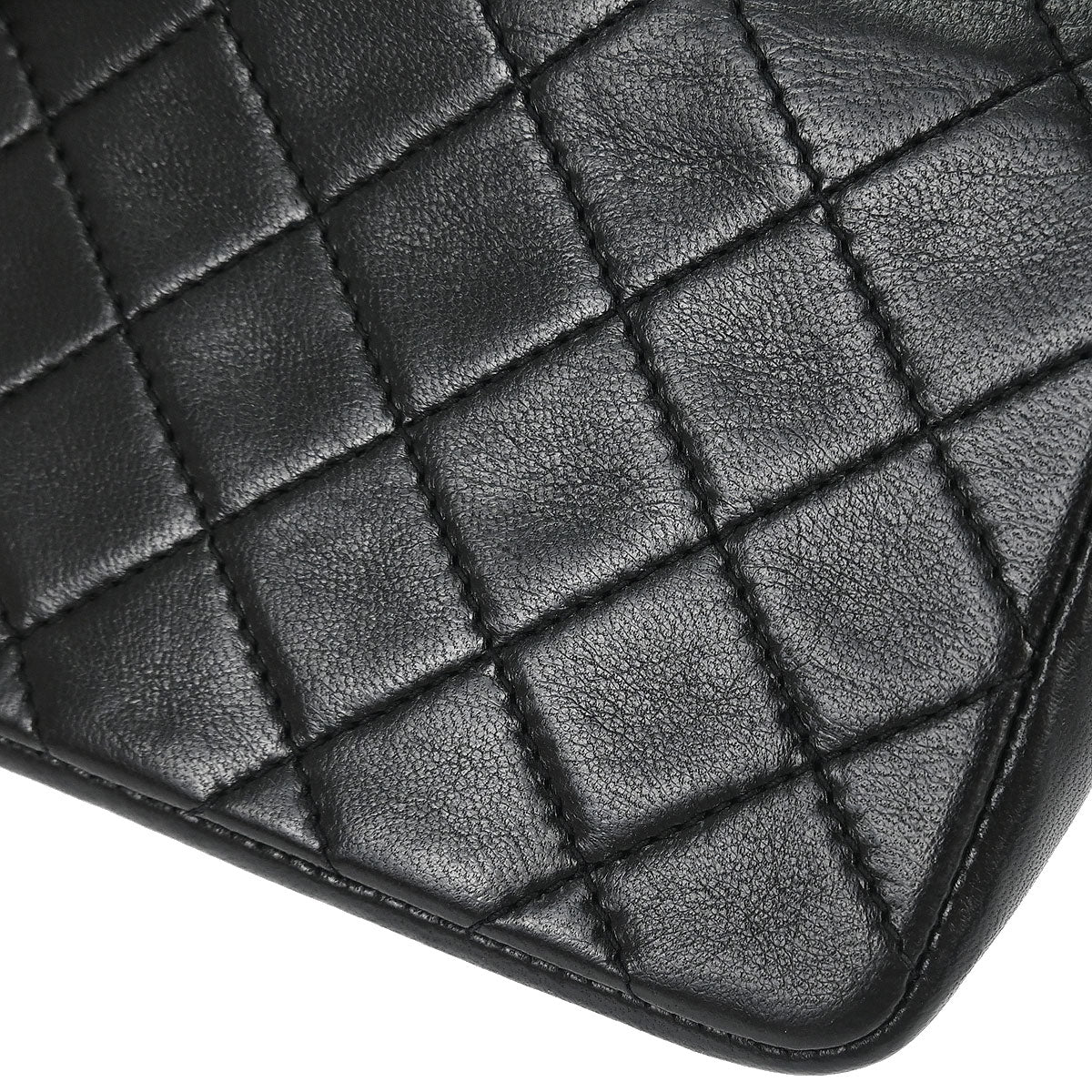 Chanel 1989-1991 Black Lambskin Straight Flap Shoulder Bag