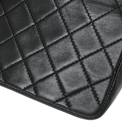 Chanel 1989-1991 Black Lambskin Straight Flap Shoulder Bag