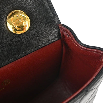 Chanel 1989-1991 Black Lambskin Straight Flap Shoulder Bag