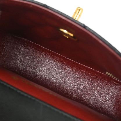 Chanel 1989-1991 Black Lambskin Straight Flap Shoulder Bag