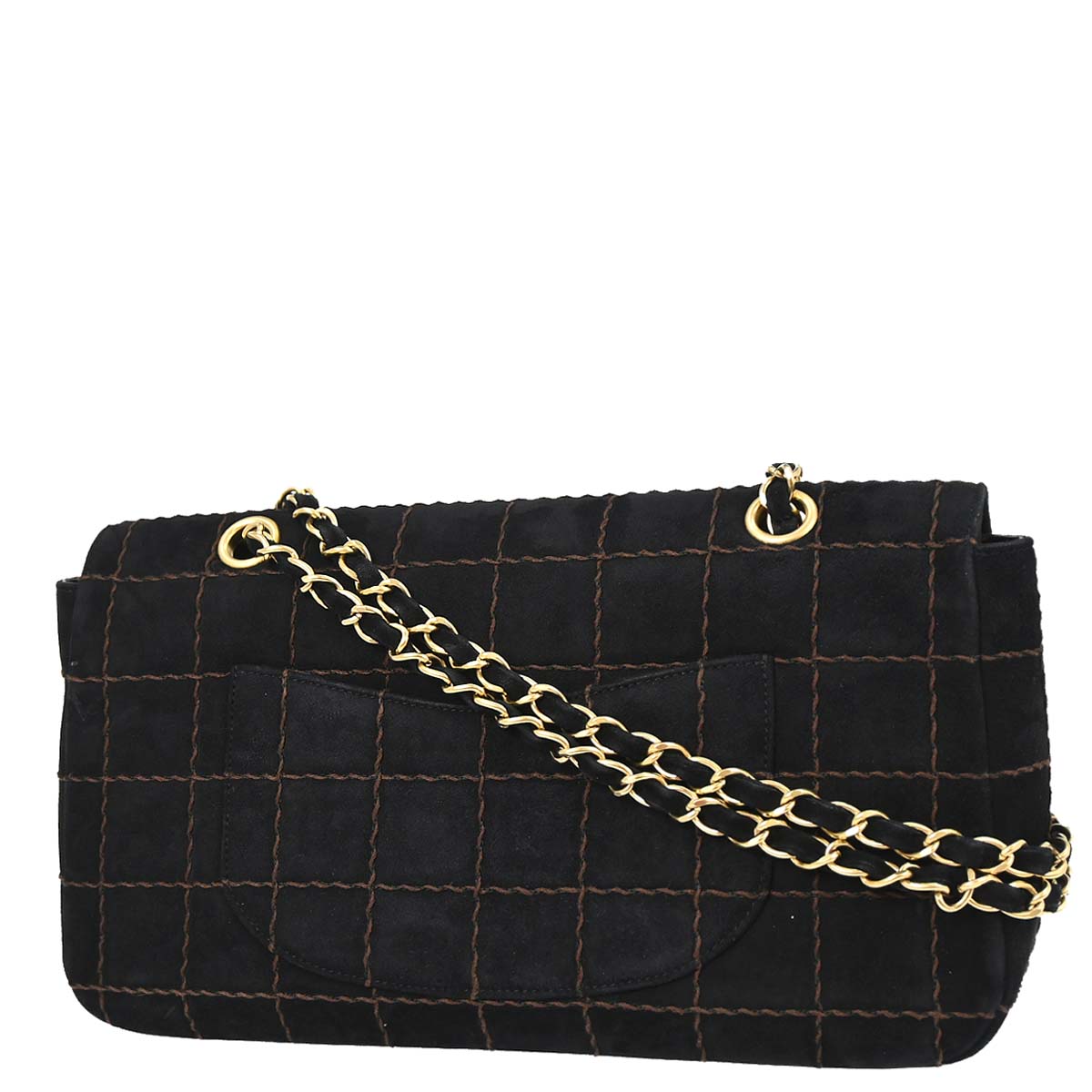 Chanel Black Suede Choco Bar Shoulder Bag