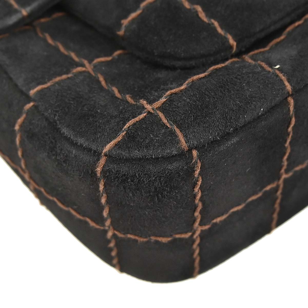 Chanel Black Suede Choco Bar Shoulder Bag