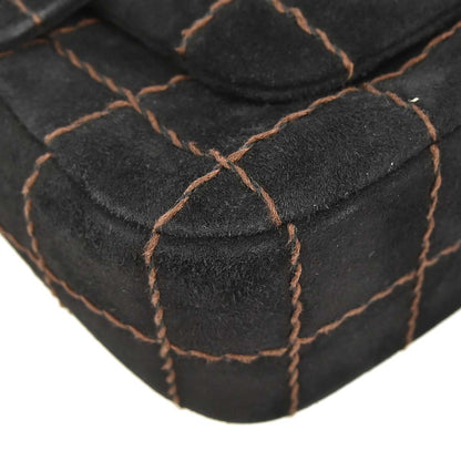 Chanel Black Suede Choco Bar Shoulder Bag