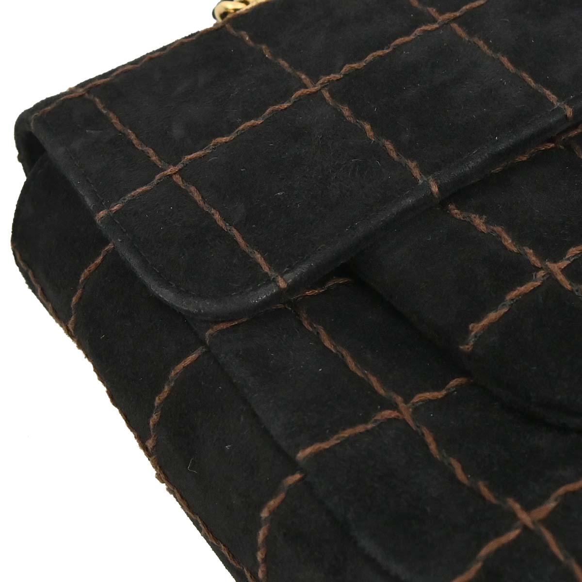 Chanel Black Suede Choco Bar Shoulder Bag