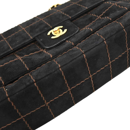 Chanel Black Suede Choco Bar Shoulder Bag