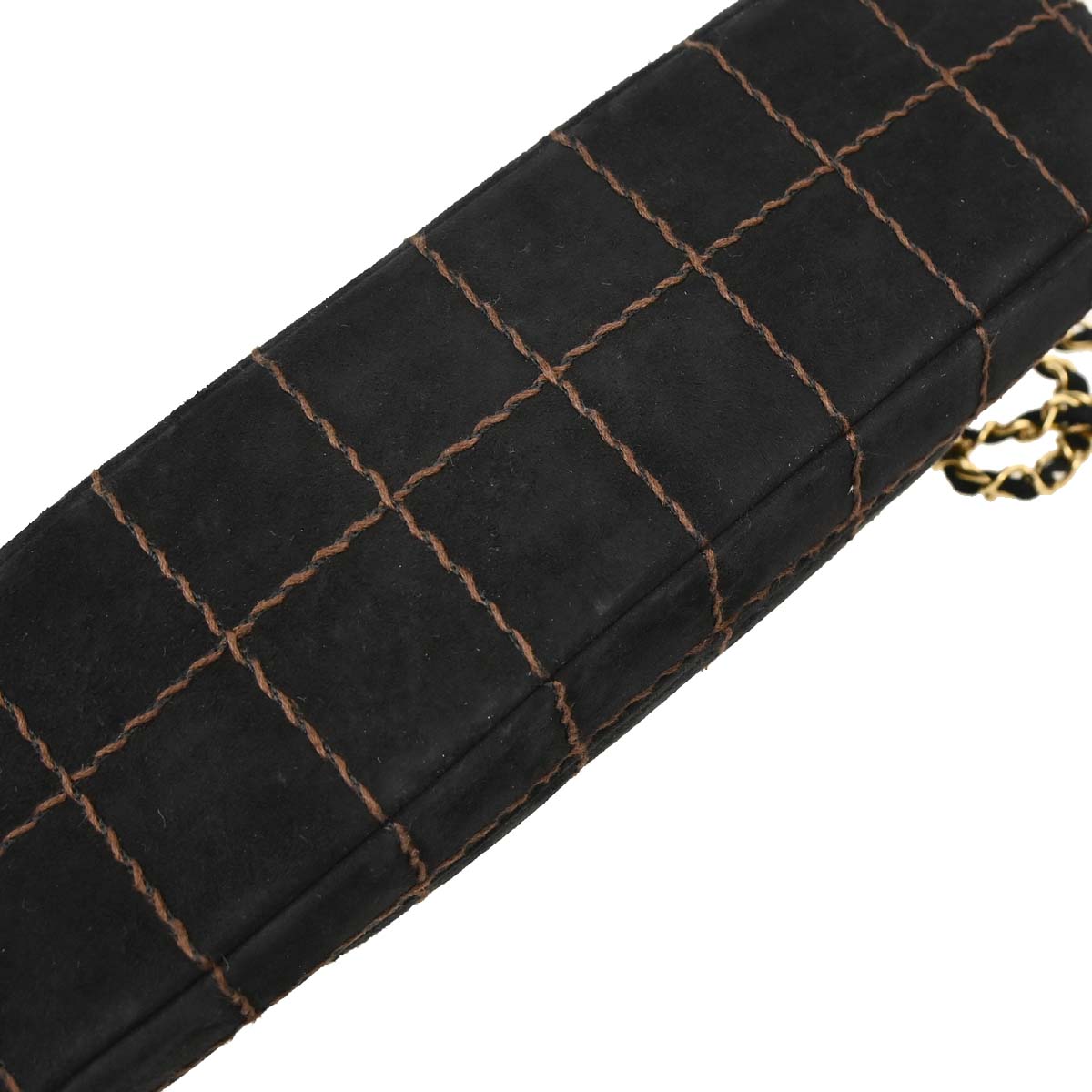 Chanel Black Suede Choco Bar Shoulder Bag