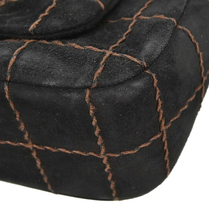 Chanel Black Suede Choco Bar Shoulder Bag