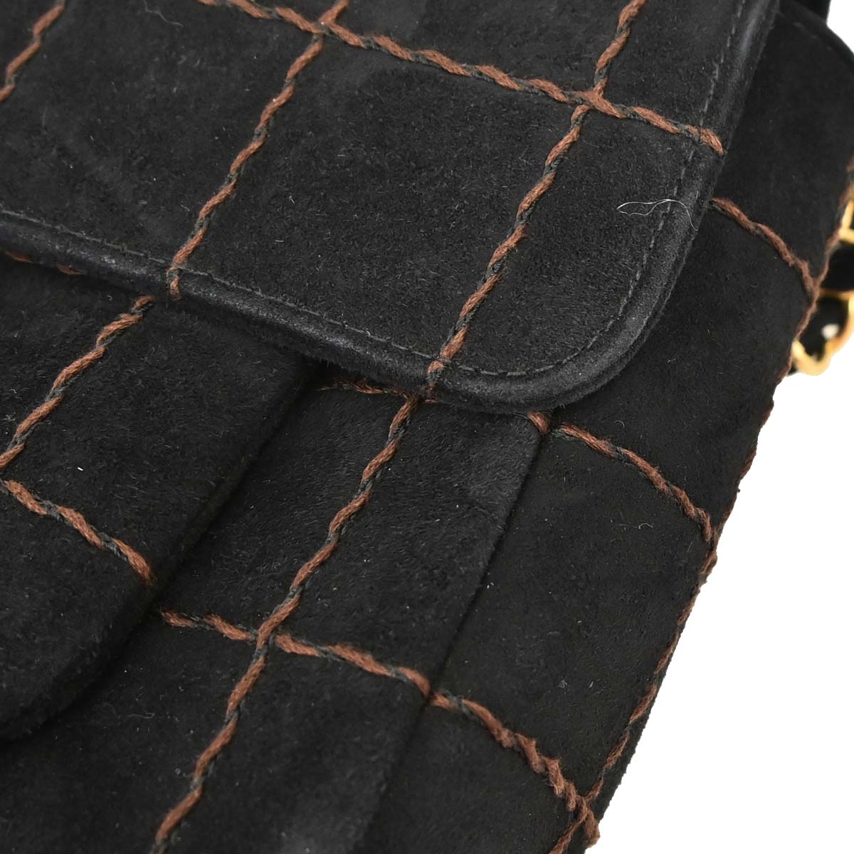 Chanel Black Suede Choco Bar Shoulder Bag