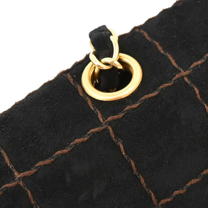 Chanel Black Suede Choco Bar Shoulder Bag