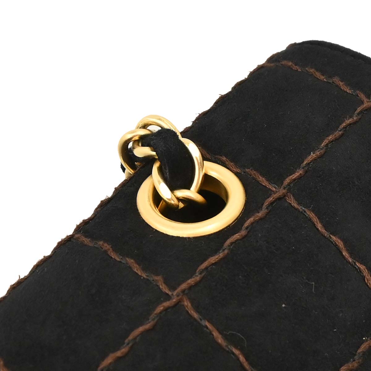 Chanel Black Suede Choco Bar Shoulder Bag