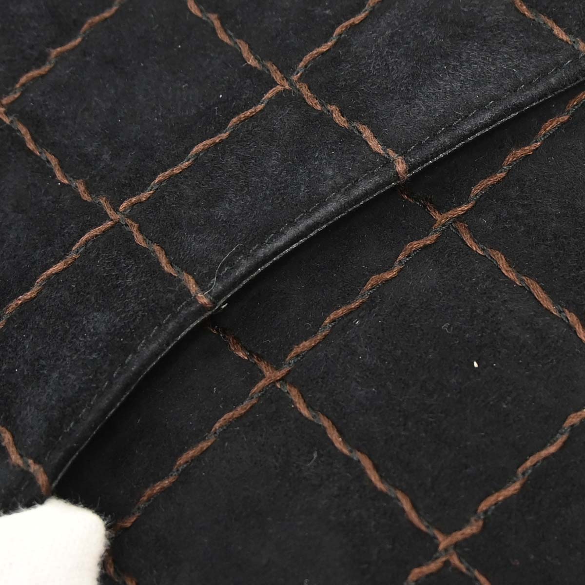 Chanel Black Suede Choco Bar Shoulder Bag