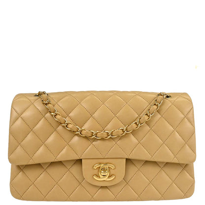Chanel Beige Lambskin Medium Classic Double Flap Bag