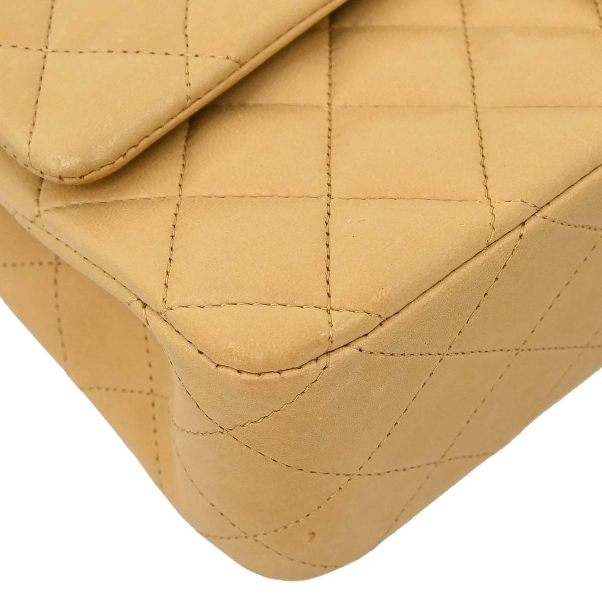 Chanel Beige Lambskin Medium Classic Double Flap Bag
