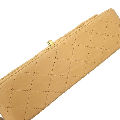 Chanel Beige Lambskin Medium Classic Double Flap Bag