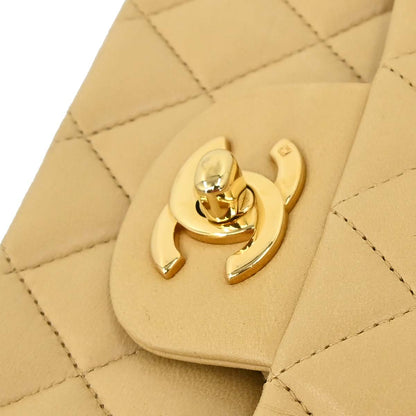 Chanel Beige Lambskin Medium Classic Double Flap Bag
