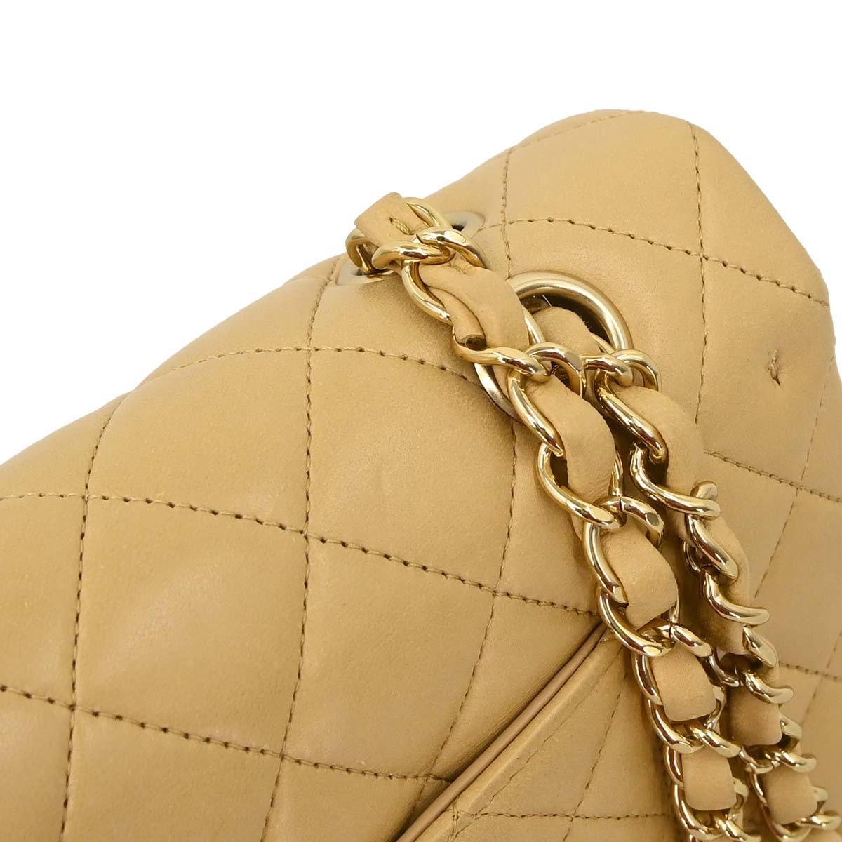 Chanel Beige Lambskin Medium Classic Double Flap Bag