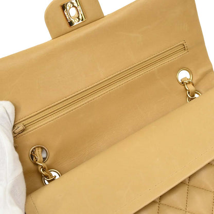 Chanel Beige Lambskin Medium Classic Double Flap Bag