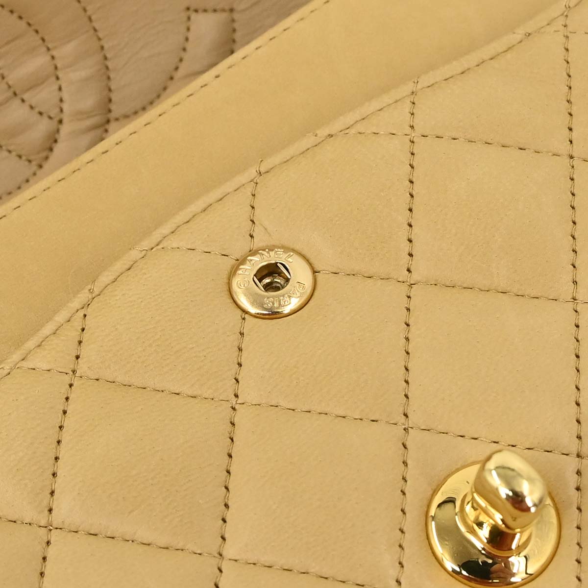 Chanel Beige Lambskin Medium Classic Double Flap Bag