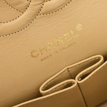 Chanel Beige Lambskin Medium Classic Double Flap Bag