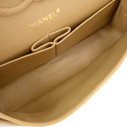 Chanel Beige Lambskin Medium Classic Double Flap Bag