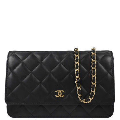 Chanel Black Lambskin Classic WOC Wallet on Chain Bag