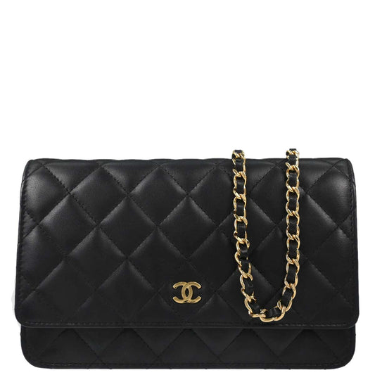 Chanel Black Lambskin Classic WOC Wallet on Chain Bag