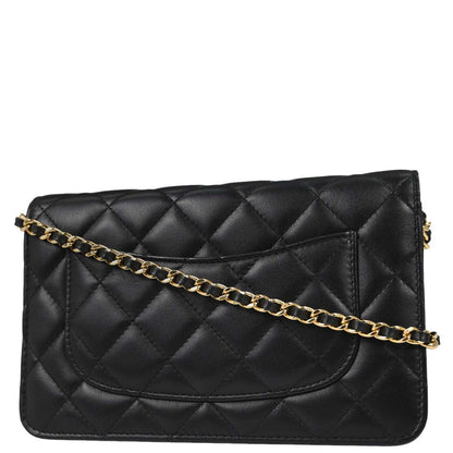 Chanel Black Lambskin Classic WOC Wallet on Chain Bag