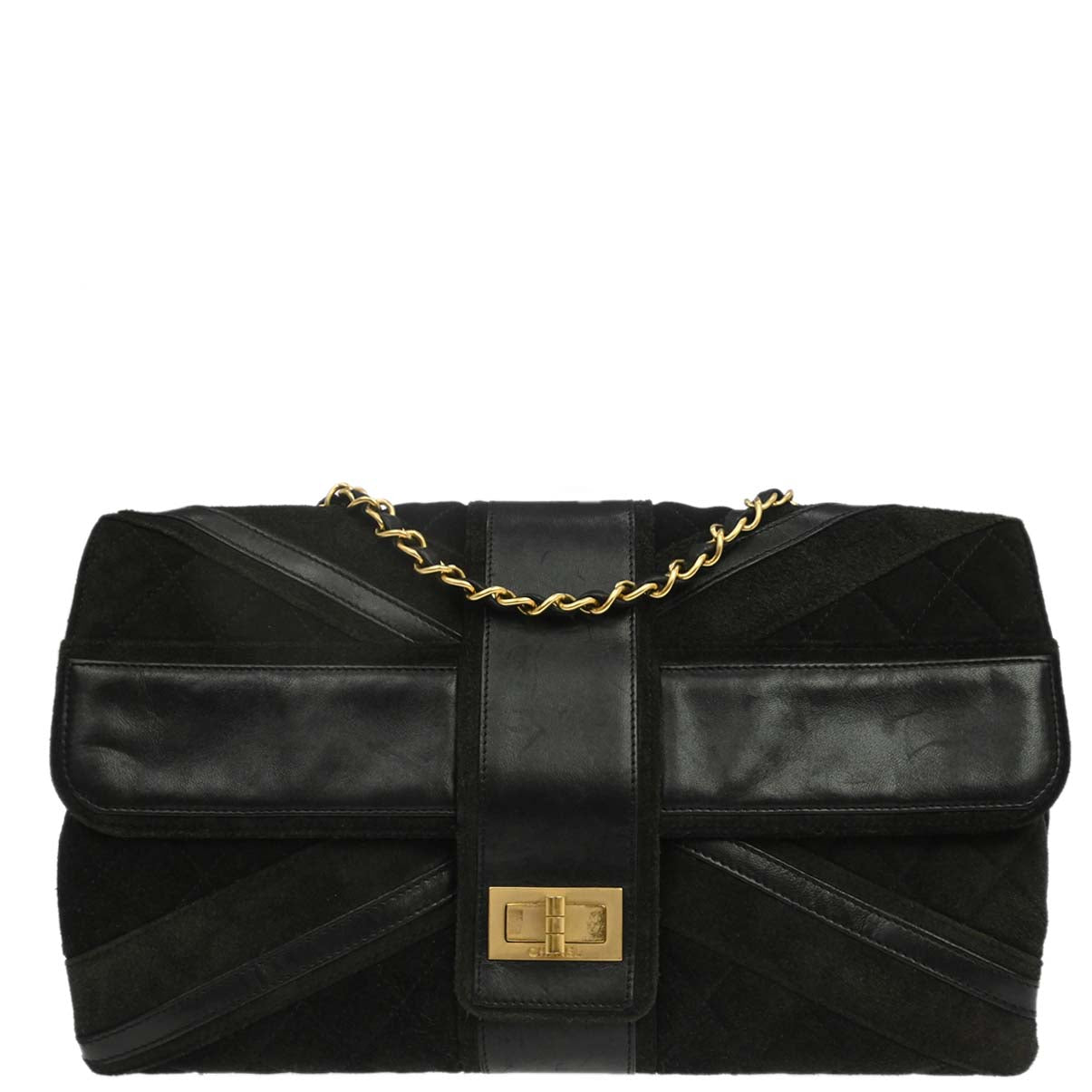 Chanel Black Suede Mademoiselle Lock Shoulder Bag