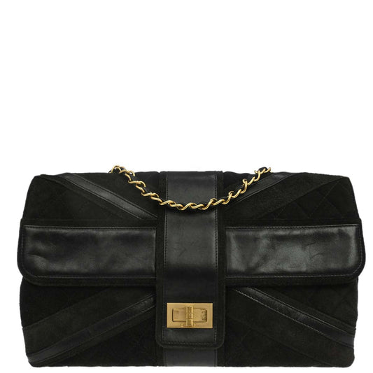 Chanel Black Suede Mademoiselle Lock Shoulder Bag