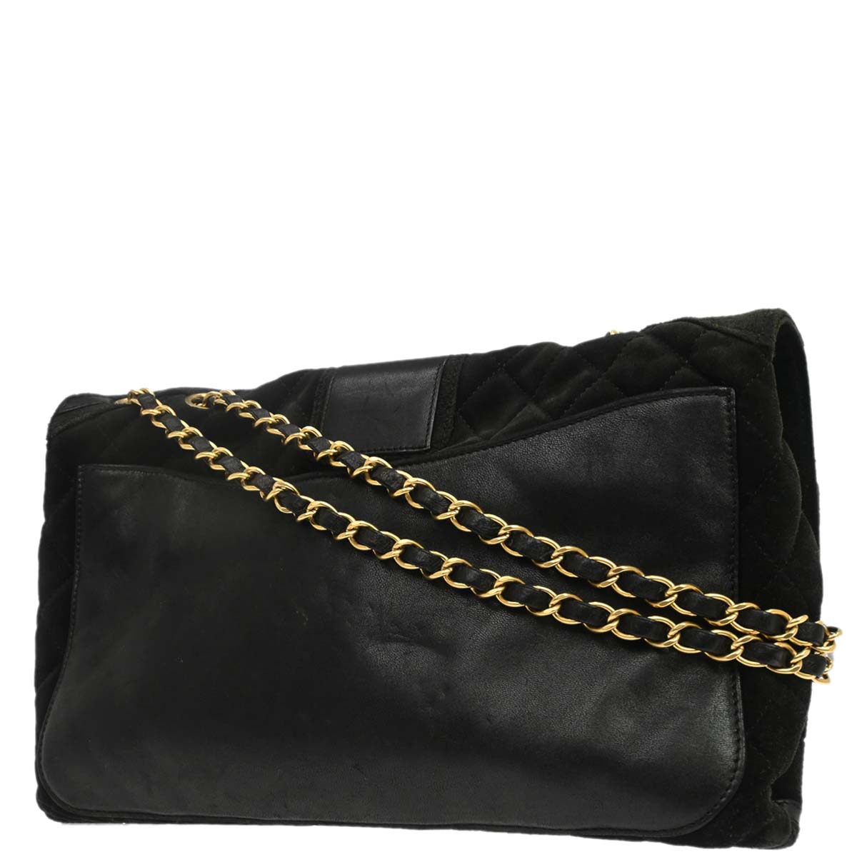 Chanel Black Suede Mademoiselle Lock Shoulder Bag