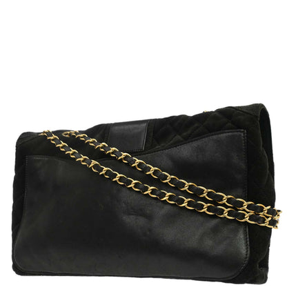 Chanel Black Suede Mademoiselle Lock Shoulder Bag