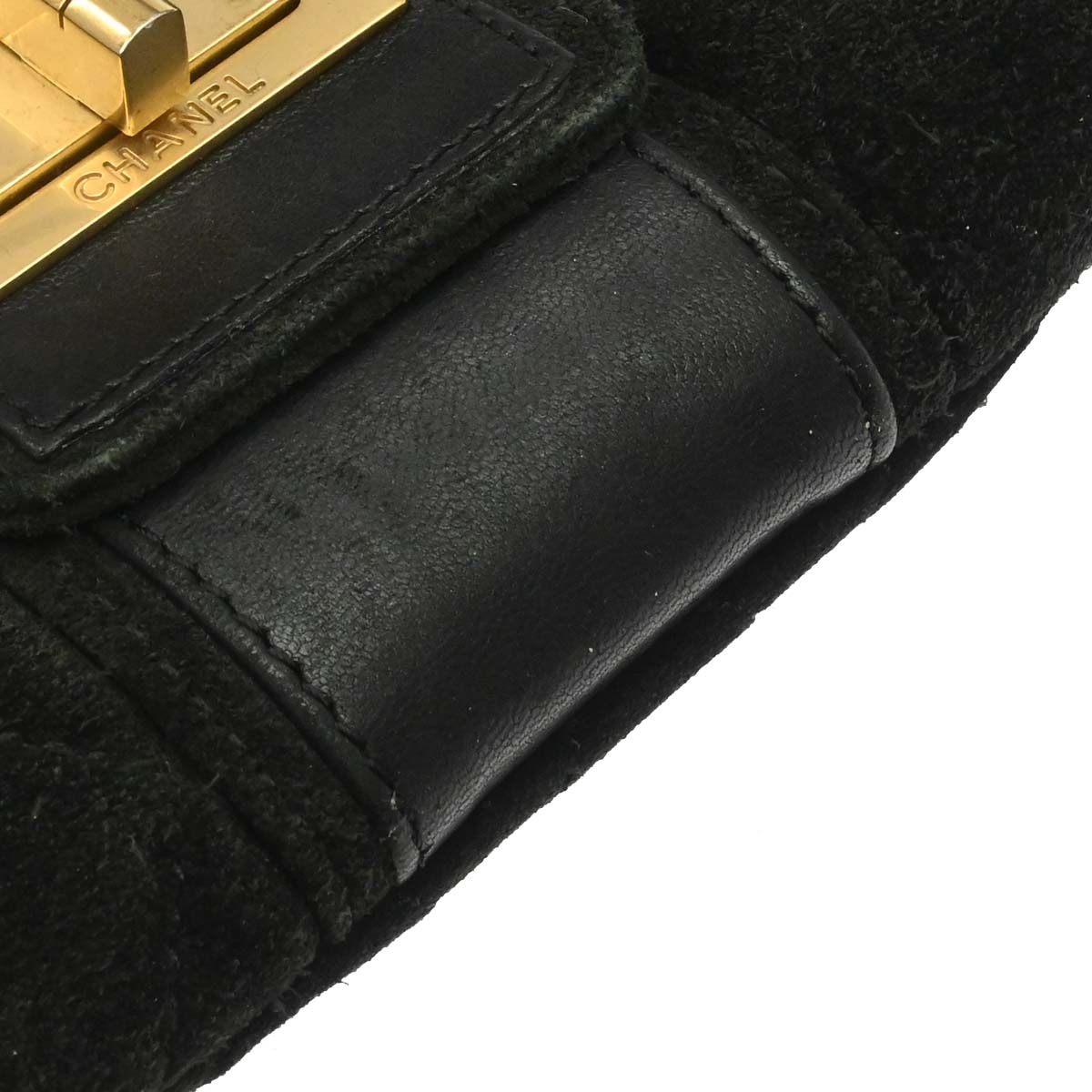 Chanel Black Suede Mademoiselle Lock Shoulder Bag