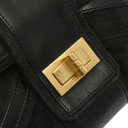 Chanel Black Suede Mademoiselle Lock Shoulder Bag